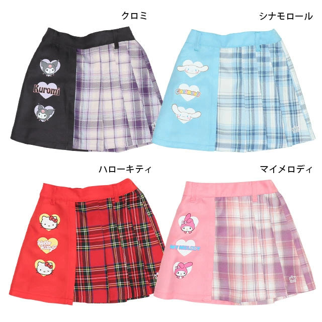 Japanese BDL x Sanrio Checkered Pleated Skirt 80-140cm Girls Summer SKIRTS