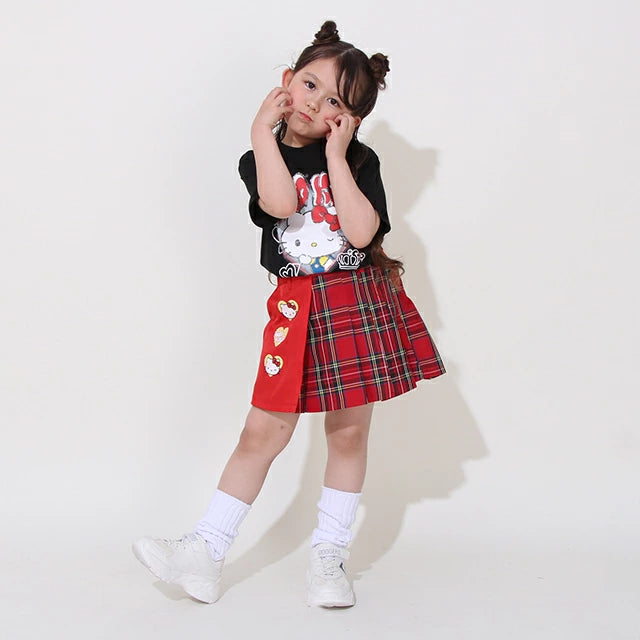 Japanese BDL x Sanrio Checkered Pleated Skirt 80-140cm Girls Summer SKIRTS