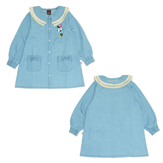 Japanese BDL x Disney Minnie Mouse Denim Shirt Dress 90-140cm Girls Summer Dresses