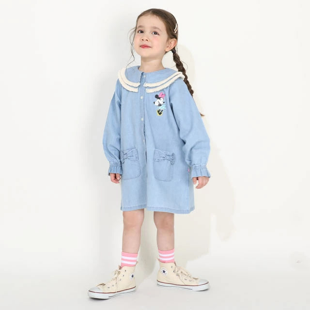 Japanese BDL x Disney Minnie Mouse Denim Shirt Dress 90-140cm Girls Summer Dresses