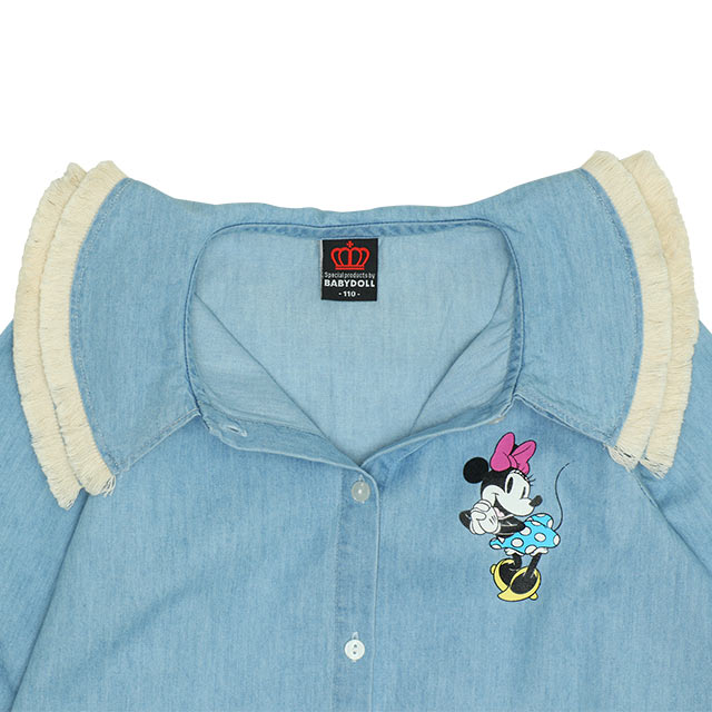 Japanese BDL x Disney Minnie Mouse Denim Shirt Dress 90-140cm Girls Summer Dresses