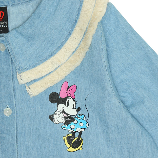 Japanese BDL x Disney Minnie Mouse Denim Shirt Dress 90-140cm Girls Summer Dresses