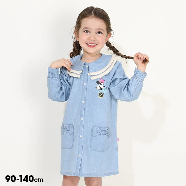 Japanese BDL x Disney Minnie Mouse Denim Shirt Dress 90-140cm Girls Summer Dresses