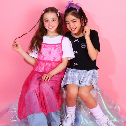 Japanese children's clothing BDL suspender mesh skirt top two-piece set 90-140cm girls summer TOPS DRESSES
