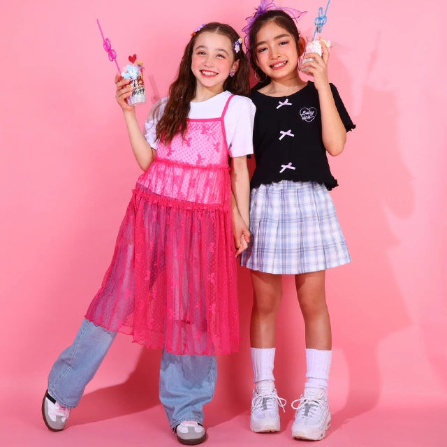 Japanese children's clothing BDL suspender mesh skirt top two-piece set 90-140cm girls summer TOPS DRESSES