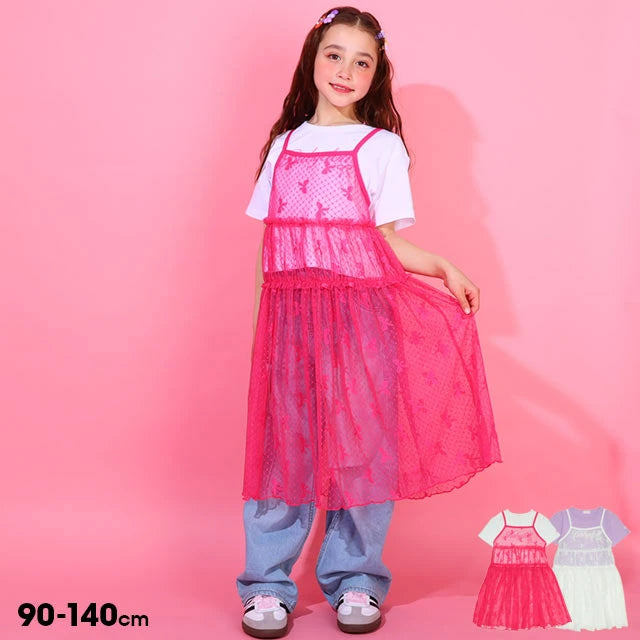 Japanese children's clothing BDL suspender mesh skirt top two-piece set 90-140cm girls summer TOPS DRESSES
