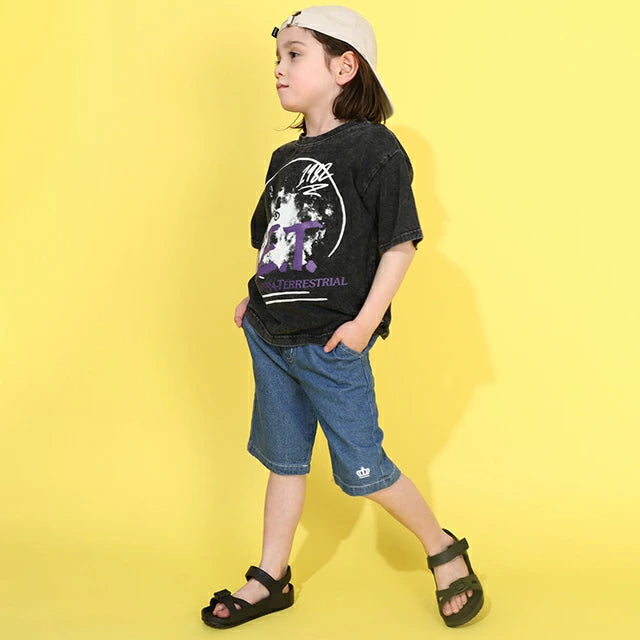 Japanese BDL x ET Parent-child Alien Print Top 90-140cm Boys Summer TOPS