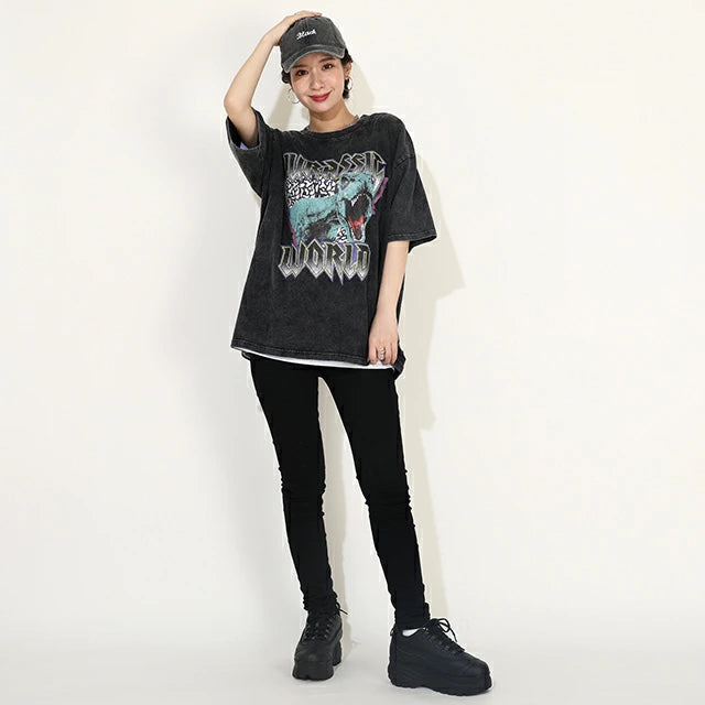 Japanese BDL x JURASSIC WORLD Parent-child Jurassic Park Print Tops (M-XL Adult Summer TOPS)