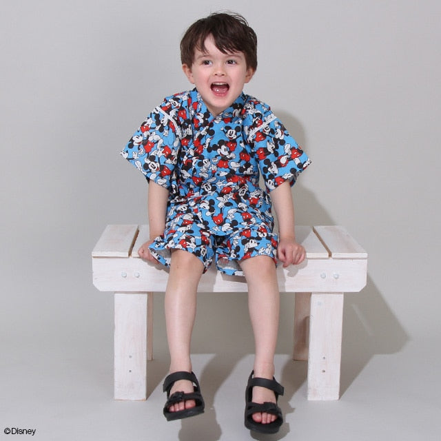 BDL x Disney Mickey Jinbe Japanese Kimono 80-130cm Boys' Newborn Summer TOPS PANTS Japanese Summer Festival Special