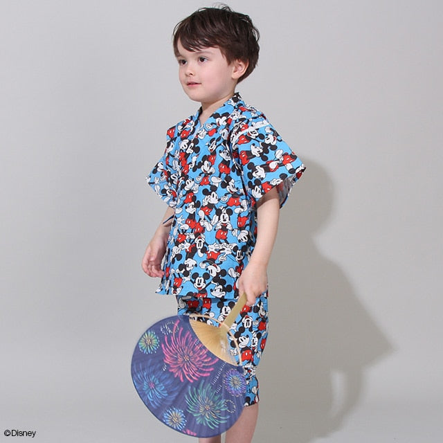 BDL x Disney Mickey Jinbe Japanese Kimono 80-130cm Boys' Newborn Summer TOPS PANTS Japanese Summer Festival Special