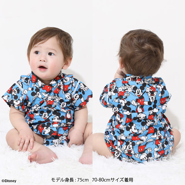 BDL x Disney Mickey Jinbe Japanese Kimono 70-80cm Boys' Summer Jumpsuit for Newborn Babies. Japanese Summer Festival Special.