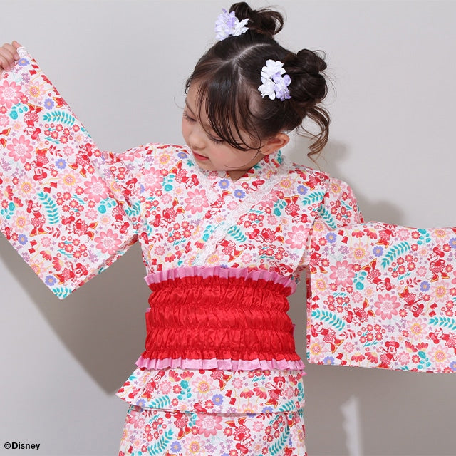 Japanese BDL x Disney 2Way Minnie Yukata Japanese Kimono 90-140cm Girls Summer Outerwear Dresses Japanese Summer Festival Special