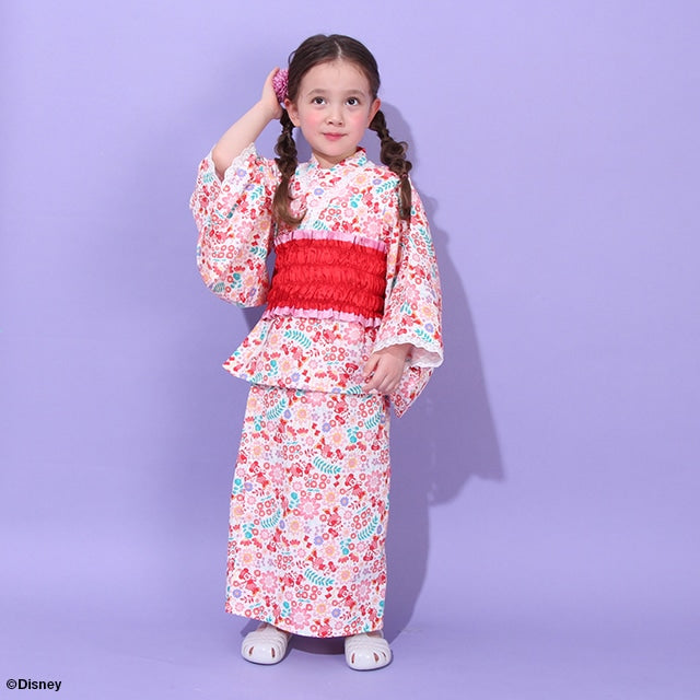 Japanese BDL x Disney 2Way Minnie Yukata Japanese Kimono 90-140cm Girls Summer Outerwear Dresses Japanese Summer Festival Special