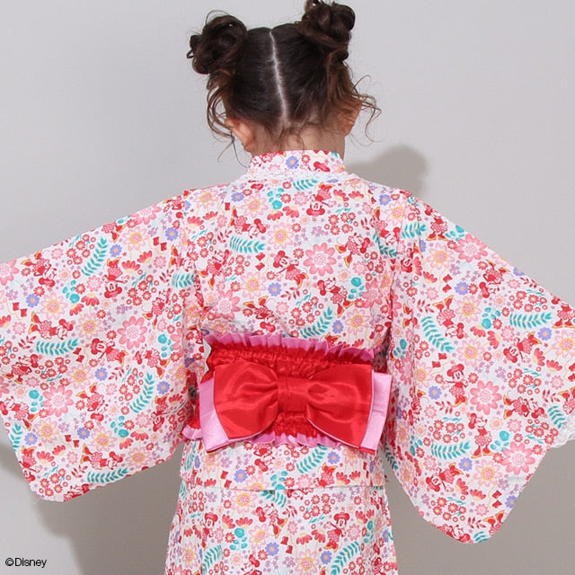 Japanese BDL x Disney 2Way Minnie Yukata Japanese Kimono 90-140cm Girls Summer Outerwear Dresses Japanese Summer Festival Special
