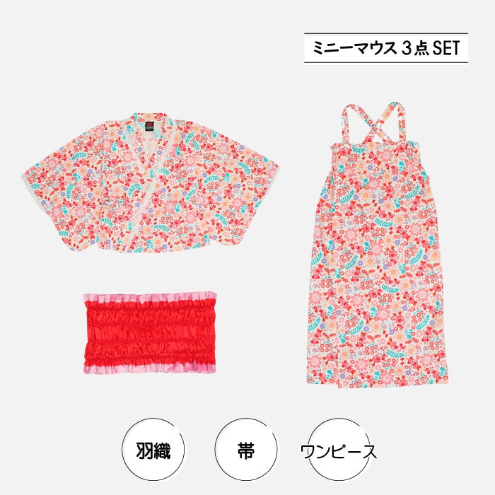 Japanese BDL x Disney 2Way Minnie Yukata Japanese Kimono 90-140cm Girls Summer Outerwear Dresses Japanese Summer Festival Special