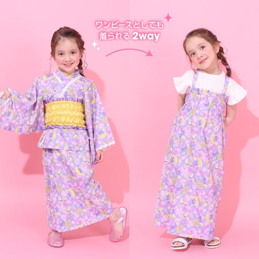 BDL x Disney 2Way Yukata Japanese Kimono 90-140cm Girls Summer Outerwear Dresses Japanese Summer Festival Special