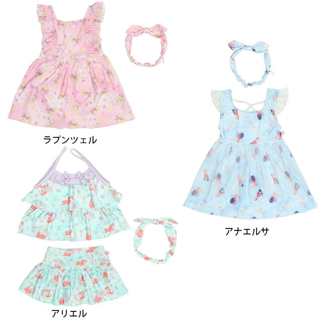 Japanese BDL x Disney Princess Swimsuit with Headband 90-130cm Girls' Summer Swimsuit Special