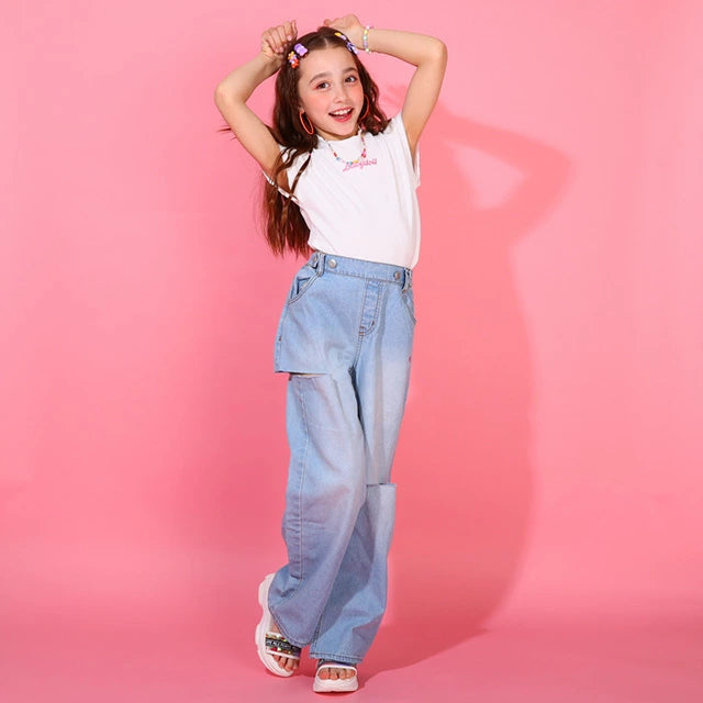 Japanese children's clothing BDL suspender denim skirt top two-piece set 90-140cm girls summer TOPS DRESSES