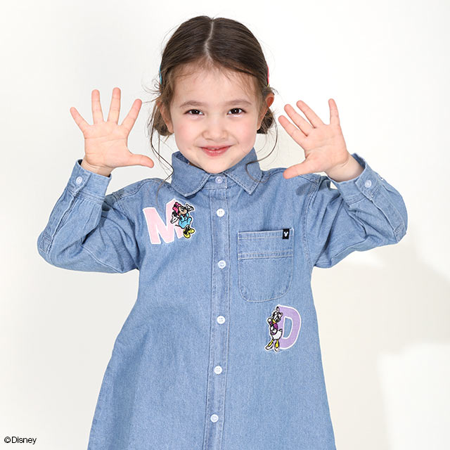 Japanese BDL x Disney Minnie Mouse Denim Shirt Dress (90-130cm) for Girls Summer