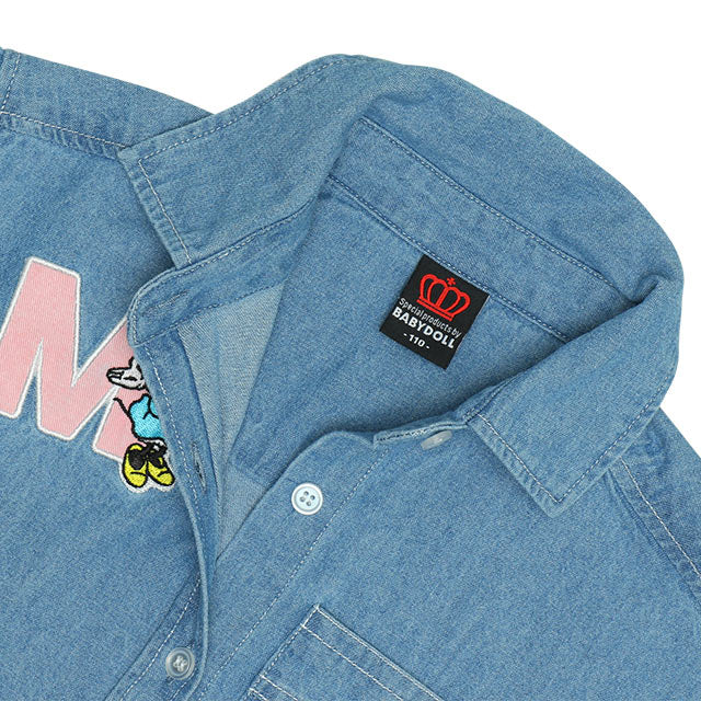 Japanese BDL x Disney Minnie Mouse Denim Shirt Dress (90-130cm) for Girls Summer