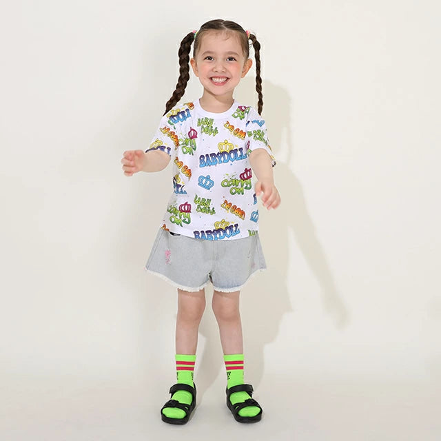 Japanese children's clothing BDL printed tops 80-140cm boys/girls summer TOPS
