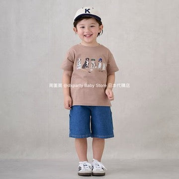 Japanese children's clothing pe#main anti-fouling series dog print top 80-130cm boys' summer TOPS