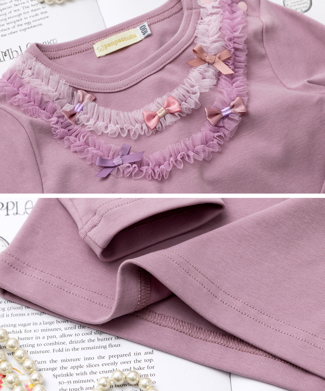 Japanese children's clothing panpantutu tulle bow top 80-150cm girls summer TOPS