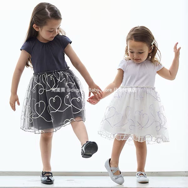 Japanese children's clothing pe#main embroidered tulle dress 80-130cm girls summer dresses for interviews/banquets/performances