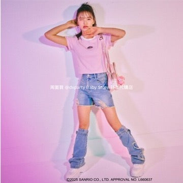 Lovetoxic x Sanrio Japanese Kids' Denim Shorts (140-160cm) for Girls (Summer PANTS)