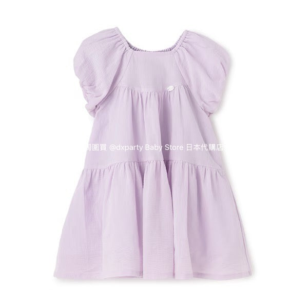 Japanese children's clothing pe#main cool-to-touch, quick-drying lantern-sleeve dress (80-130cm) for girls (summer dresses)
