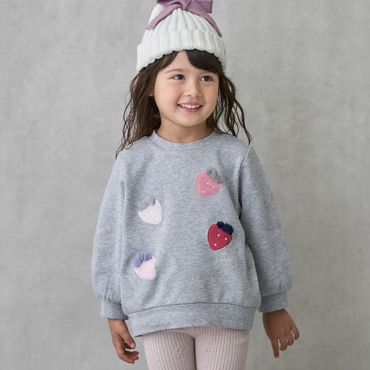 日本童裝 pe#main 士多啤梨圖案衛衣 80-130cm 女童款 冬季 TOPS