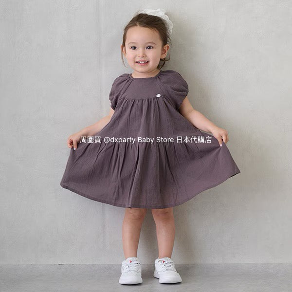Japanese children's clothing pe#main cool-to-touch, quick-drying lantern-sleeve dress (80-130cm) for girls (summer dresses)
