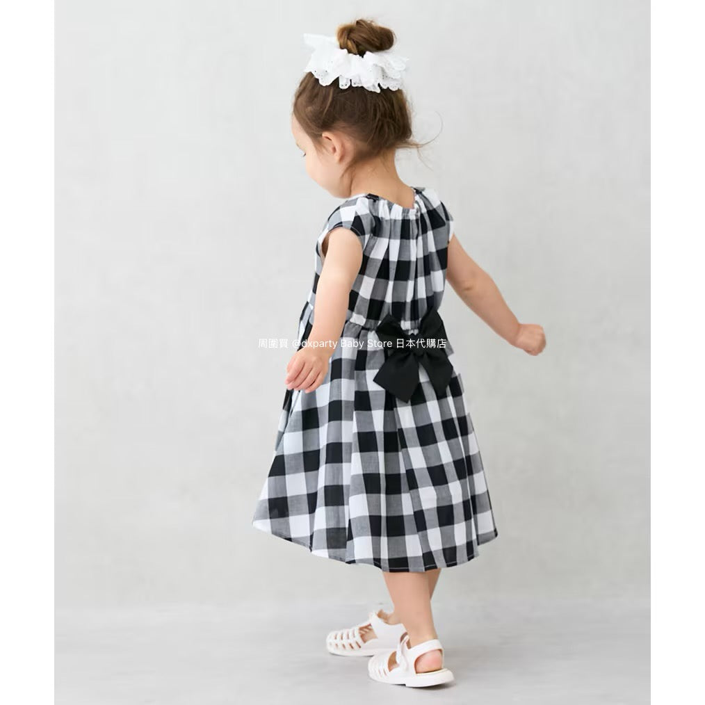 Japanese children's clothing pe#main back bow dress 80-130cm girls summer dresses