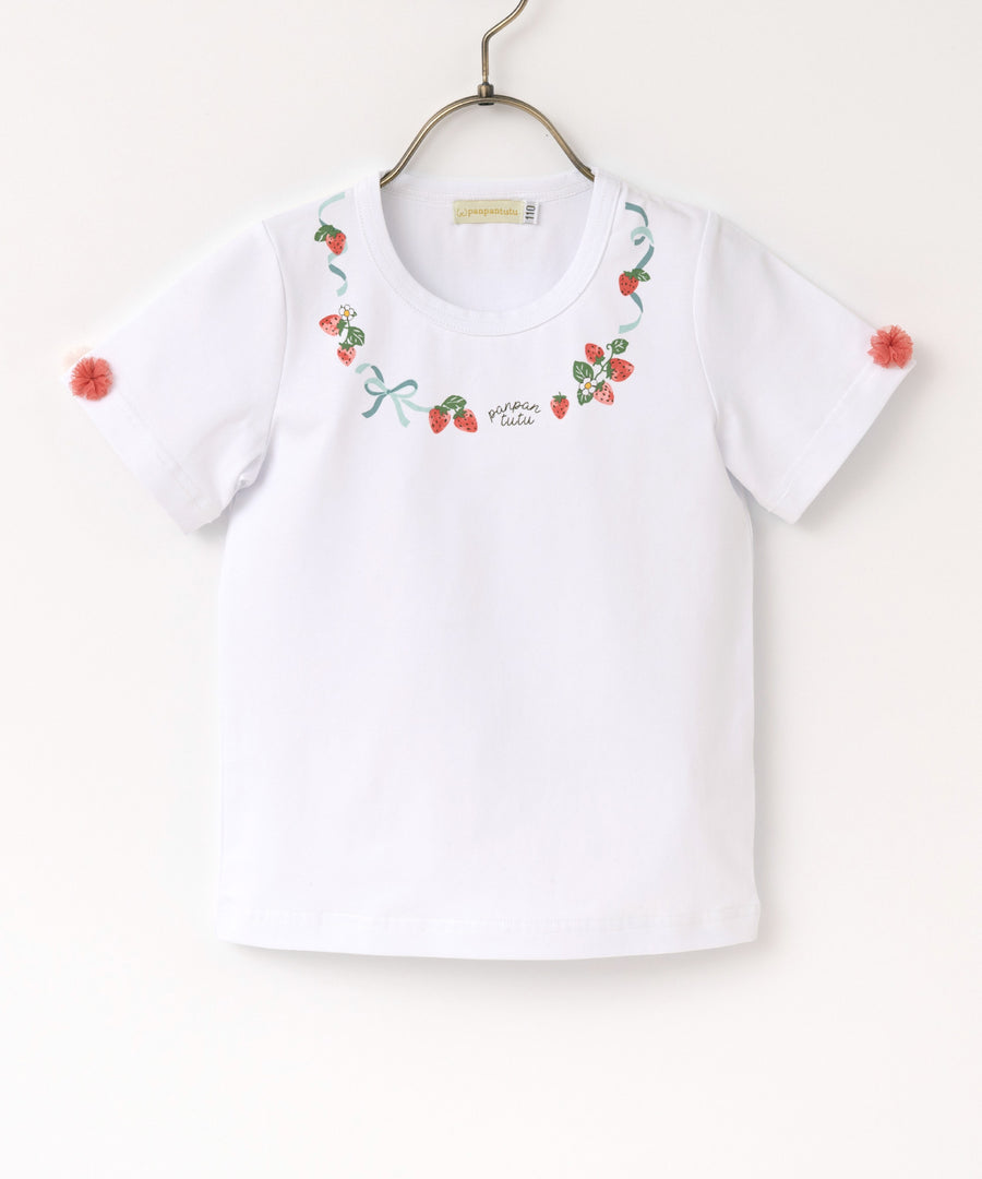 Japanese children's clothing panpantutu strawberry necklace top 80-150cm girls summer TOPS