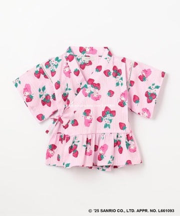 Japanese children's clothing aF#a325 x Sanrio Jinbei Japanese Kimono 90-130cm Girls Summer TOPS PANTS Japanese Summer Festival Special