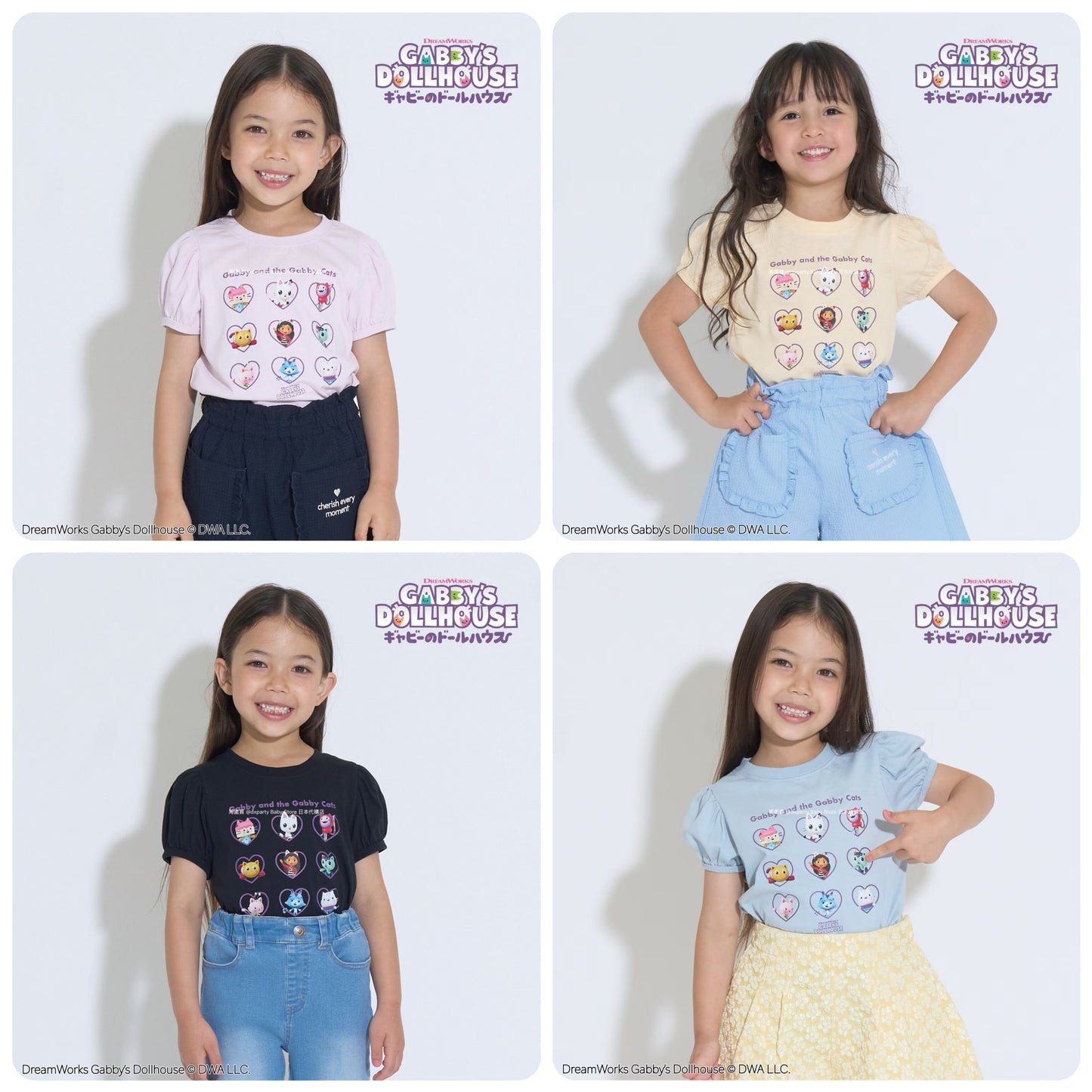 Japanese children's clothing Ly# mine x GABBY'S DOLLHOUSE printed top 100-130cm girls summer TOPS