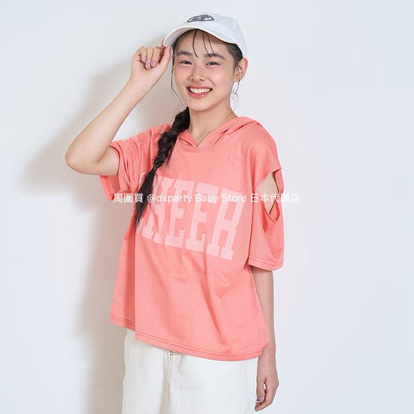 Lovetoxic Japanese children's clothing hooded off-the-shoulder top and vest set 140-160cm girls summer TOPS