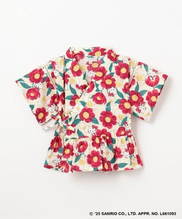 Japanese children's clothing aF#a325 x Sanrio Jinbei Japanese Kimono 90-130cm Girls Summer TOPS PANTS Japanese Summer Festival Special