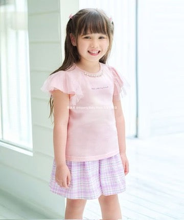 Japanese children's clothing aF#a325 checkered bow shorts 100-160cm girls summer PANTS