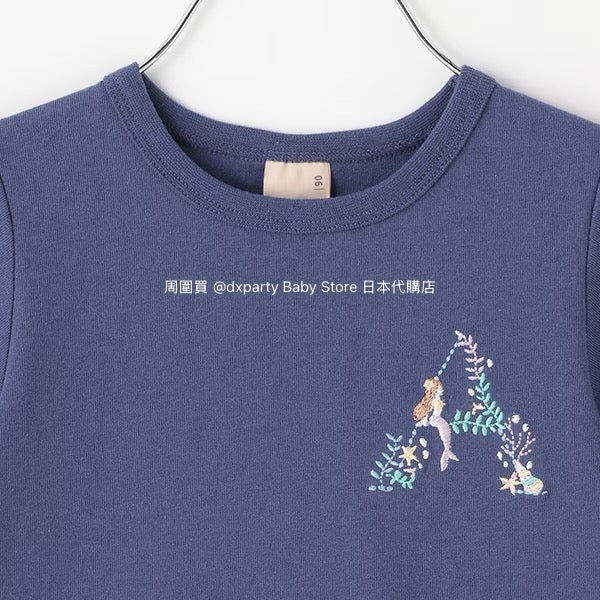 Japanese children's clothing pe#main embroidered English lettering top 80-130cm girls summer TOPS
