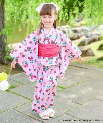 Japanese children's clothing aF#a325 x Sanrio 2Way Yukata Japanese Kimono 110-150cm Girls Summer Outerwear Skirts Japanese Summer Festival Special