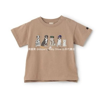 Japanese children's clothing pe#main anti-fouling series dog print top 80-130cm boys' summer TOPS