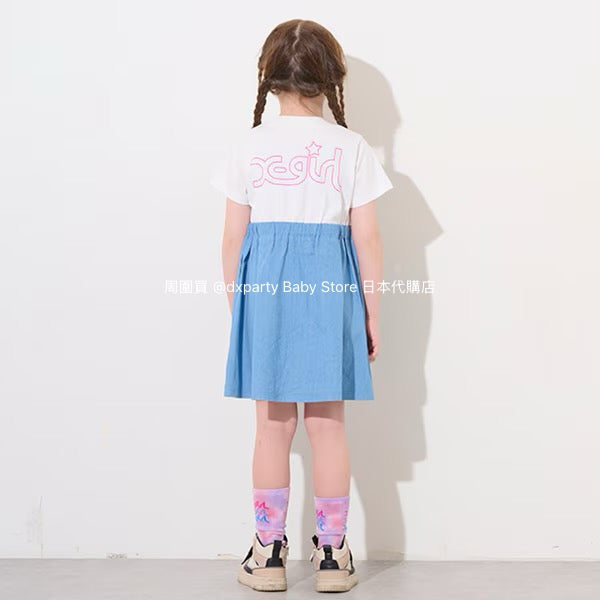 Japanese children's clothing X-girl Stages patchwork dress 80-140cm girls summer dresses
