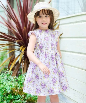 Japanese children's clothing aF#a325 small flying sleeve dress 90-160cm girls summer dresses