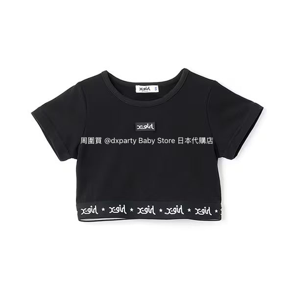 Japanese children's clothing X-girl Stages striped cropped top 90-140cm girls summer TOPS