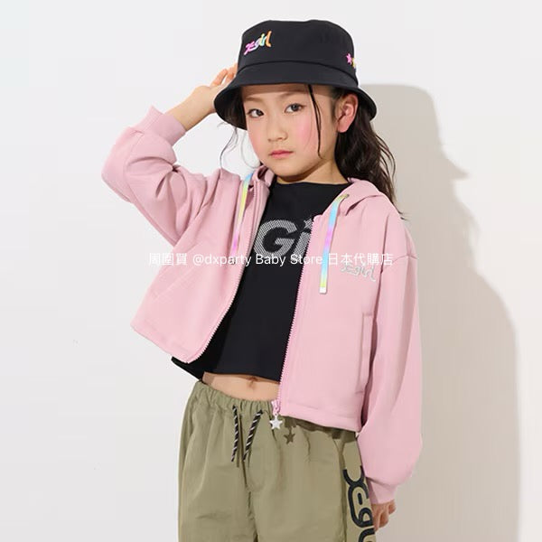 Japanese children's clothing X-girl Stages mesh sleeve patchwork top 90-140cm girls summer TOPS