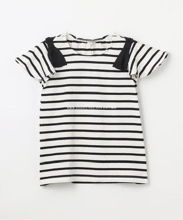 Japanese children's clothing aF#a325 bow shoulder sleeve top 90-160cm girls summer TOPS