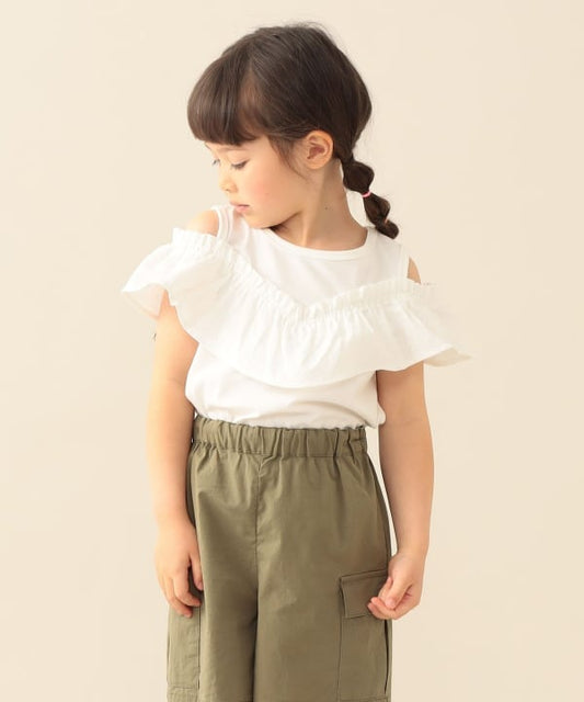 日本童裝 BE#AMS mini 荷葉邊露肩上衣 90-140cm 女童款 夏季 TOPS