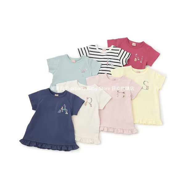 Japanese children's clothing pe#main embroidered English lettering top 80-130cm girls summer TOPS