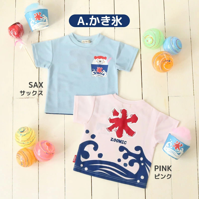 Japanese children's clothing ZOOMIC cool touch summer festival celebration mesh T-shirt 80-130cm boys/girls summer TOPS other brand children's clothing